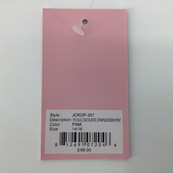 Juicy Couture Girl's NWT Pink One Piece Logo Gold Cross Strap Swimsuit, 14/16 - Picture 11 of 14